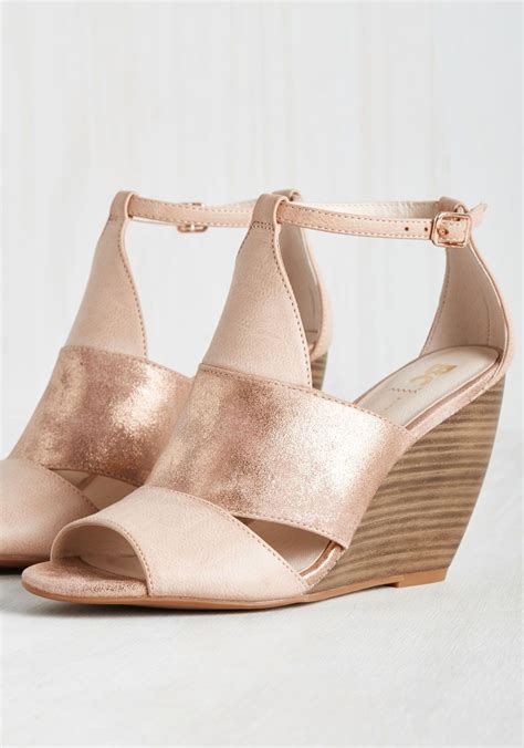 rose gold wedge wedding shoes